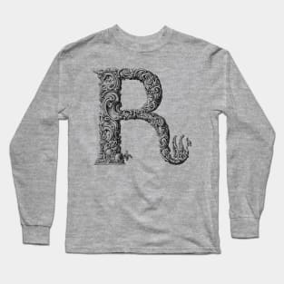 Vintage Initial Letter Lettering Alphabet R Long Sleeve T-Shirt